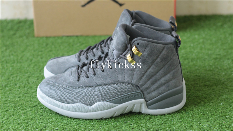 Authentic Air Jordan 12 Grey Suede